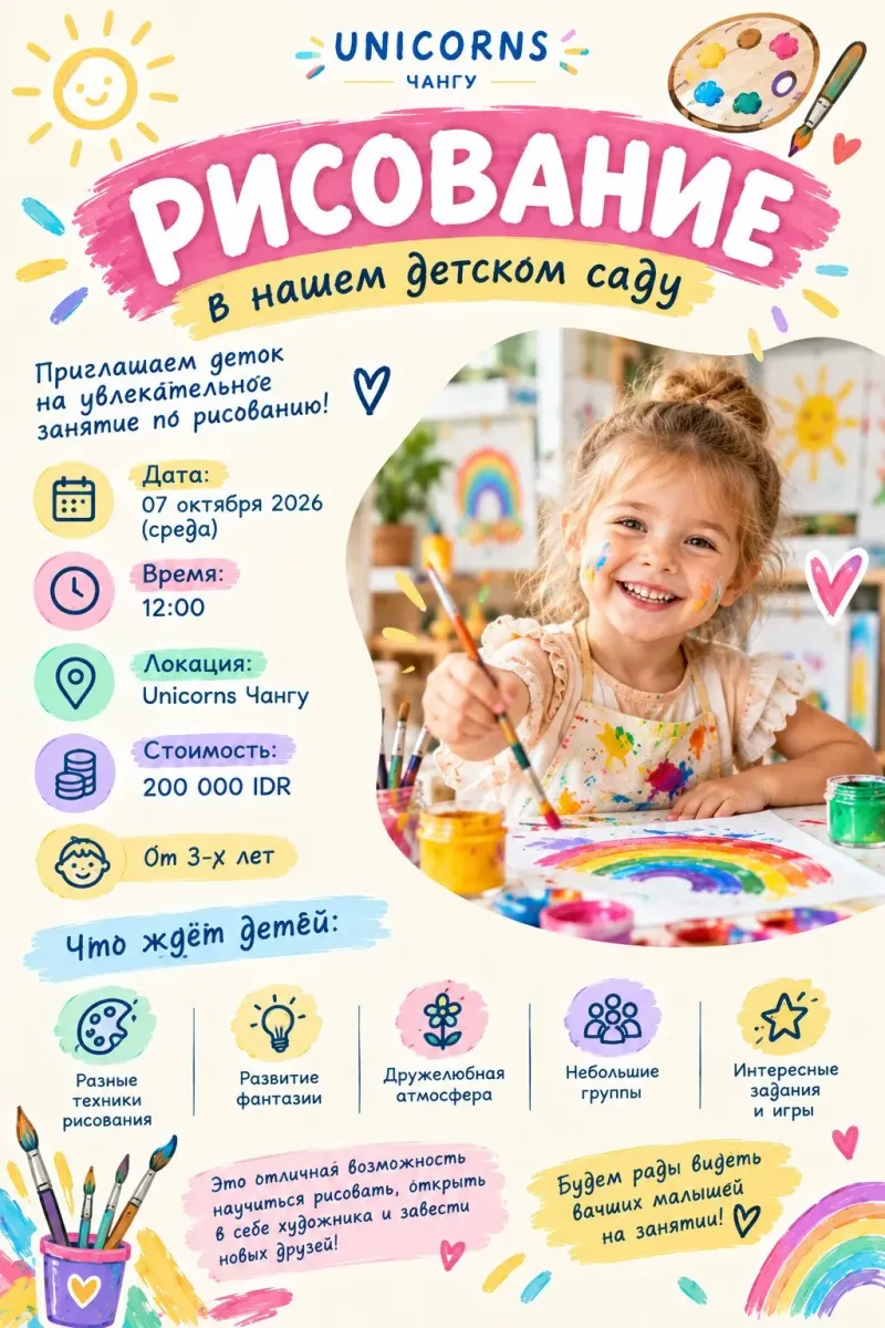 Занятие по рисованию в Unicorns